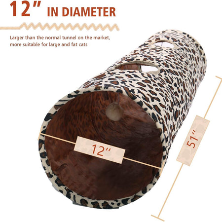 Cat Toys Collapsible Tunnel Dog Tube for Fat Cat,Rabbits,Dogs Length 51" Diameter 12"