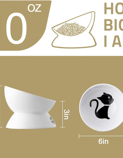 Load image into Gallery viewer, Raised Cat Bowl for Dry Wet Cat Food, Ceramic Elevated Pet Bowl Cat Dish, Protect Cat'S Spine, Stress Free, Slanted Design for Cat Easy Eating, 10 Oz, Dishwasher Safe (Grey)