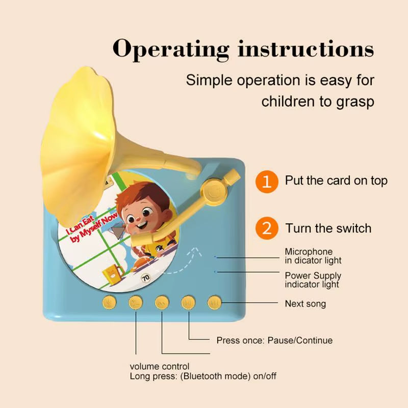 Storytunes Junior – Children’S Phonograph Music & Story Player with 96 Learning Cards