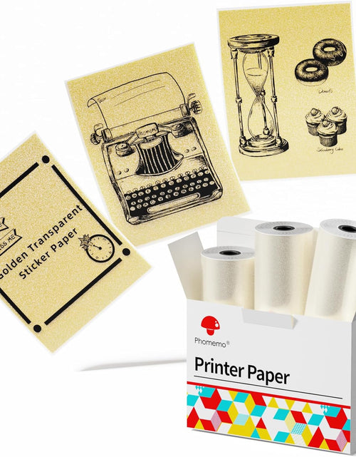 Load image into Gallery viewer, Adhesive Transparent Gold Thermal Paper for  M02/M02 Pro/M02S/M03 Mini Pocket Printer 50Mm X 3.5M, Diameter 30Mm, 3 Rolls
