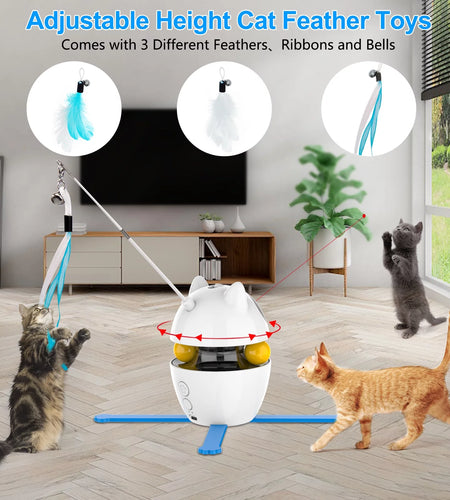 Automatic Cat Toy Interactive for Indoor, 3 in 1 Cat Interactive Laser Feather Toys Breed
