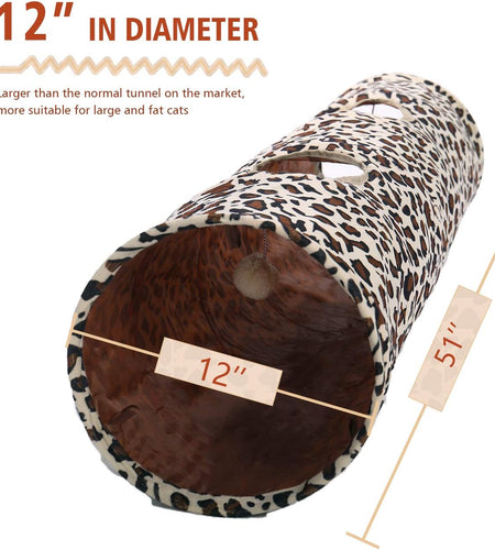 Cat Toys Collapsible Tunnel Dog Tube for Fat Cat,Rabbits,Dogs Length 51" Diameter 12"