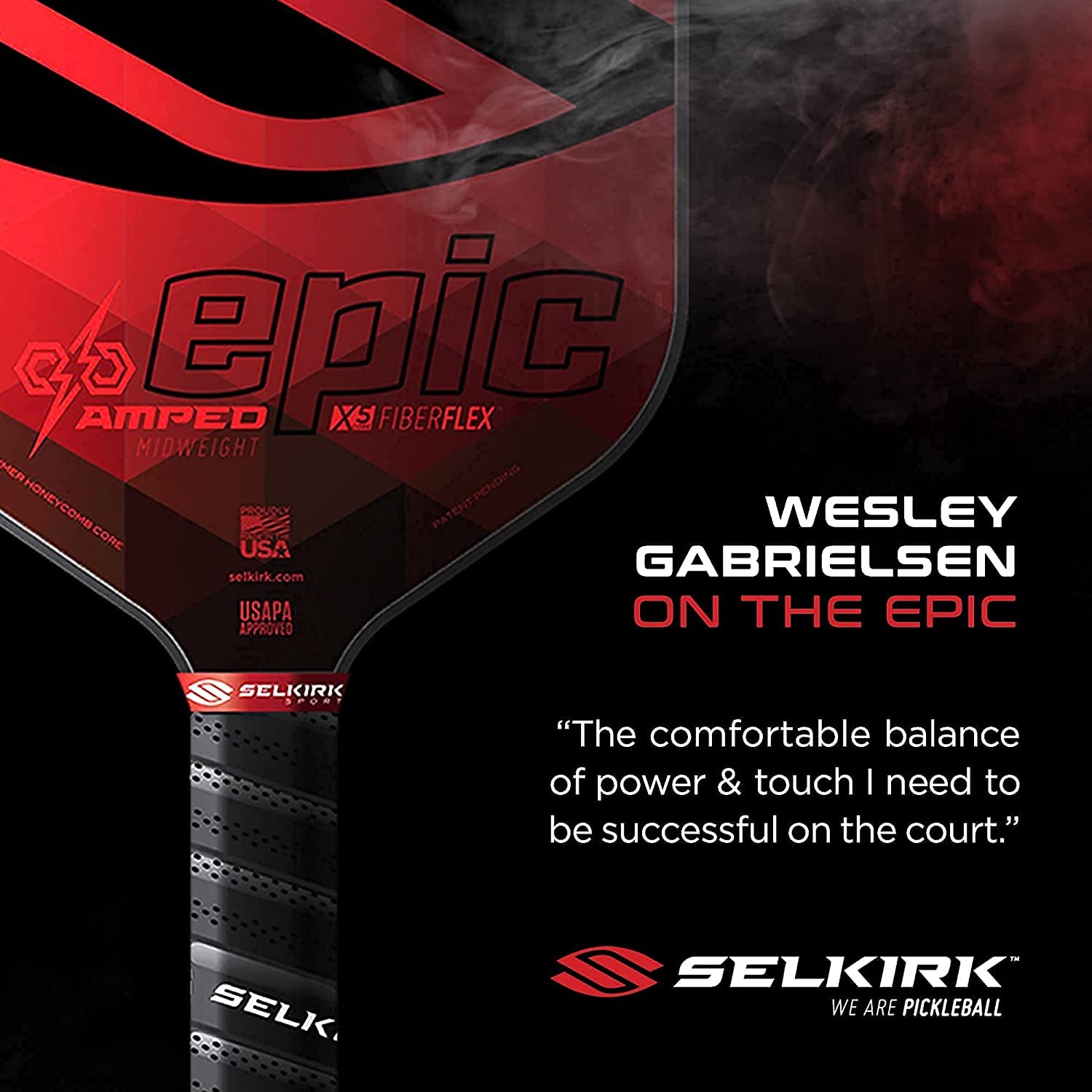Selkirk Amped Pickleball Paddle | Fiberglass Pickleball Paddle with a Polypropylene X5 Core | Pickleball Rackets Made in the USA