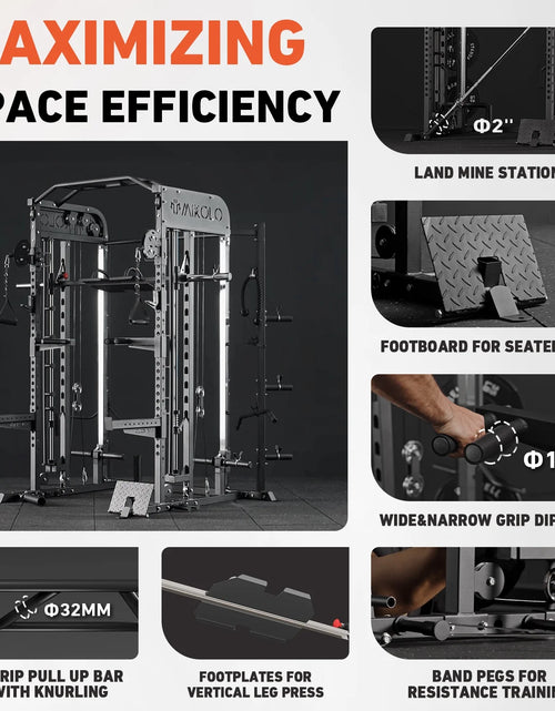 Load image into Gallery viewer, Smith Machine Home Gym, 2100LBS Smith Rack with Cable Crossover and 800LBS Weight Bench, Home Gym Equipment
