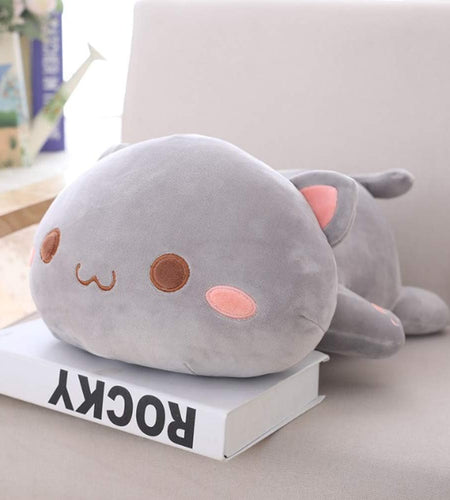 Cat Stuffed Animals, Soft Cat Plush Pillow Kitten Stuffed Animal Toy Gifts for Kids (Grey round Eyes, 19.6")