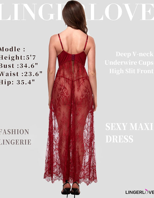 Load image into Gallery viewer, Women&#39;S plus Size Lingerie Sexy Split Maxi Long Gown Sheer Dress
