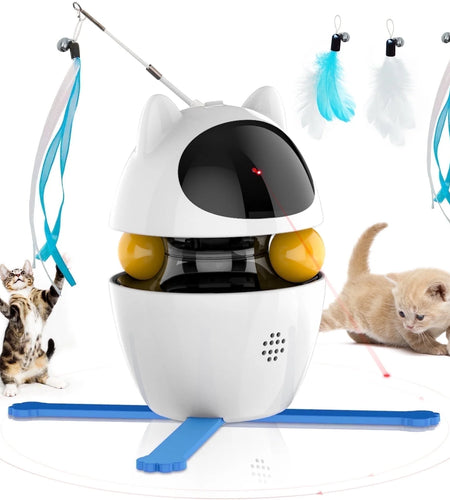 Automatic Cat Toy Interactive for Indoor, 3 in 1 Cat Interactive Laser Feather Toys Breed