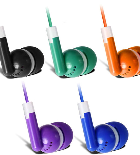 Bulk Earbuds 50 Pack for Classroom -  Wholesale Earbuds Headphones Wired Stereo Earphones Multi Color for Kids Toddlers Teen at School Library Room Homeschool Online Teaching