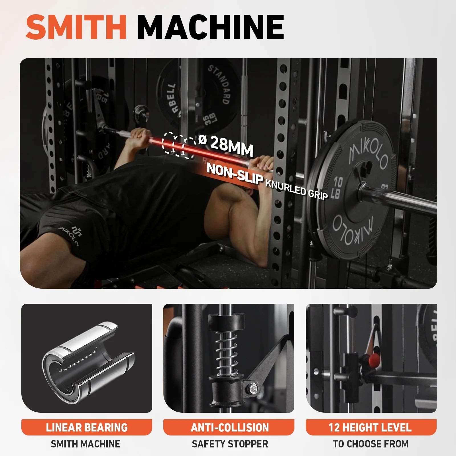 Smith Machine Home Gym, 2100LBS Smith Rack with Cable Crossover and 800LBS Weight Bench, Home Gym Equipment