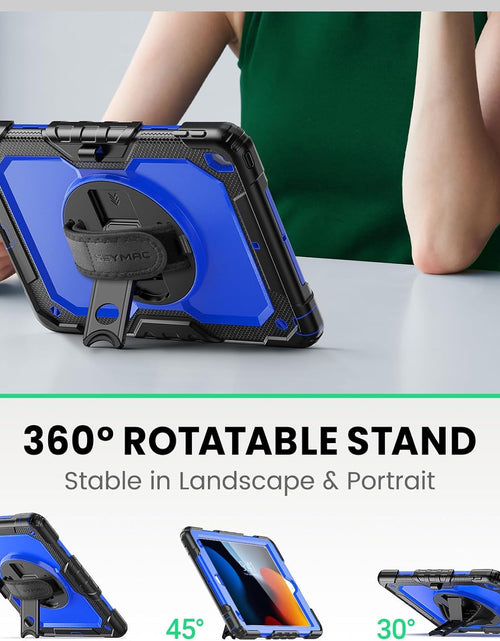 Load image into Gallery viewer, Case Ipad 9Th Generation Kids Ipad 10.2 Case 2021, Full-Body Shock Protective Ipad 7/8/9 Case with Screen Protector Rotating Hand Strap Stand for Ipad 10.2-Inch 9Th/8Th/7Th Gen, Black/Blue

