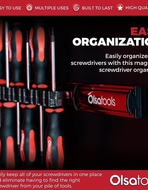 Load image into Gallery viewer, Magnetic Screwdriver Organizer | Professional Quality Tool Holder | Fits up to 16 Screwdrivers | Red
