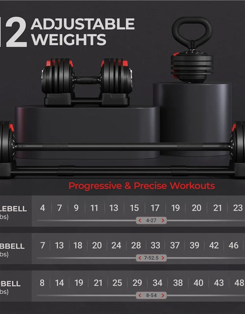 Load image into Gallery viewer, Adjustable Anti-Slip 3-In-1 Nylon Dumbbell Weight Set, 7-52.5Lbs, (Black &amp; Red)

