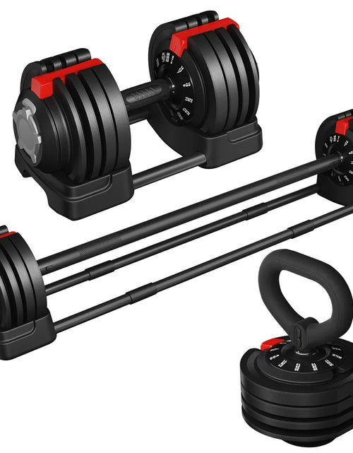 Load image into Gallery viewer, Adjustable Anti-Slip 3-In-1 Nylon Dumbbell Weight Set, 7-52.5Lbs, (Black &amp; Red)
