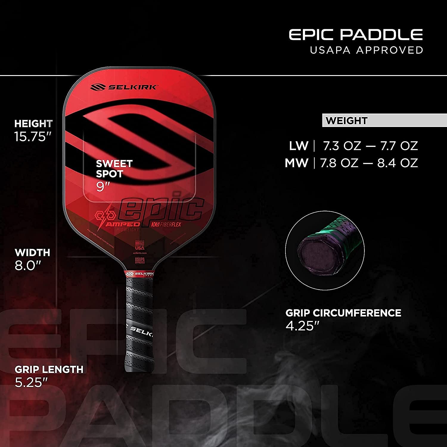 Selkirk Amped Pickleball Paddle | Fiberglass Pickleball Paddle with a Polypropylene X5 Core | Pickleball Rackets Made in the USA
