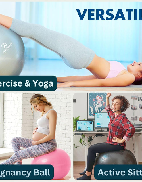 Load image into Gallery viewer, Ball Exercise Ball Yoga Ball, Multiple Sizes Stability Ball Chair, Large Gym Grade Birthing Ball for Pregnancy, Fitness, Balance, Workout and Physical Therapy W/Pump
