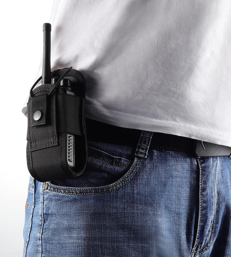 Molle Radio Holder Walkie Talkie Pouch Case for Duty Belt Radio Holster Tactical Hunting Intercom Bag (1 Pack, Black)