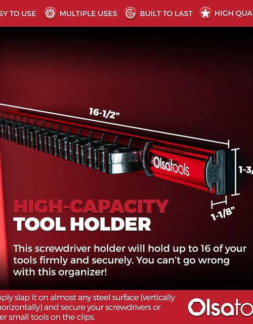 Load image into Gallery viewer, Magnetic Screwdriver Organizer | Professional Quality Tool Holder | Fits up to 16 Screwdrivers | Red
