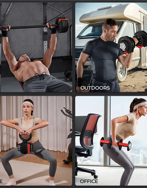 Load image into Gallery viewer, Adjustable Anti-Slip 3-In-1 Nylon Dumbbell Weight Set, 7-52.5Lbs, (Black &amp; Red)
