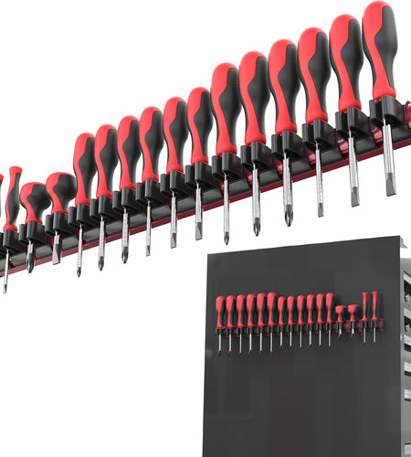 Magnetic Screwdriver Organizer | Professional Quality Tool Holder | Fits up to 16 Screwdrivers | Red