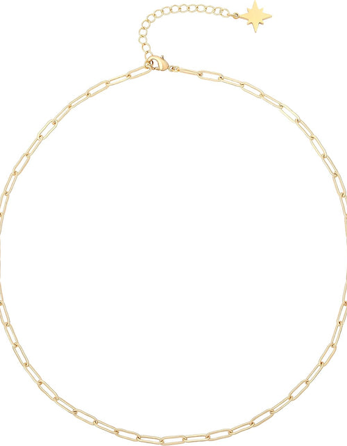 Load image into Gallery viewer, 18K Gold Paperclip Chain Choker Satellite Chain Lava Bead Pendant Necklace Dainty Jewelry for Women 16&#39;&#39;
