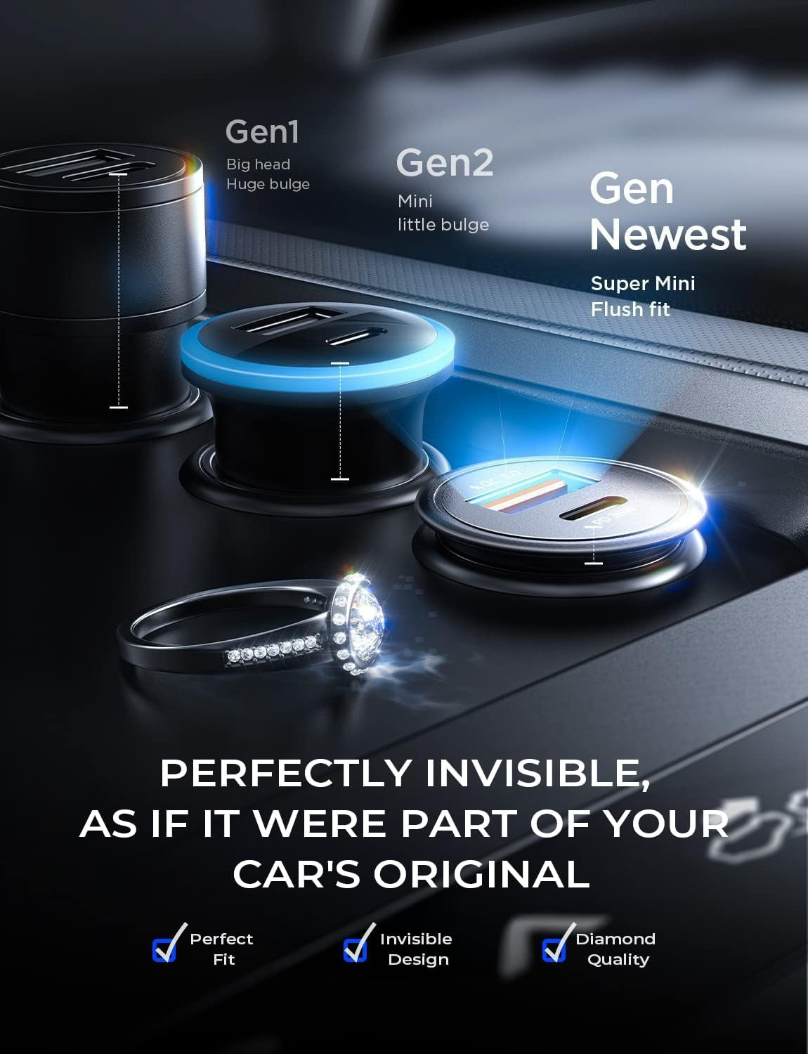USB C Car Charger 48W Super Mini  All Metal Fast USB Car Charger Adapter PD&QC 3.0 Dual Port Compatible with Iphone 13 12 11 Pro Max X XR XS 8 Samsung Galaxy Note 20/10 S21/20/10 Google Pixel