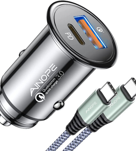 USB C Car Charger 48W Super Mini  All Metal Fast USB Car Charger Adapter PD&QC 3.0 Dual Port Compatible with Iphone 13 12 11 Pro Max X XR XS 8 Samsung Galaxy Note 20/10 S21/20/10 Google Pixel