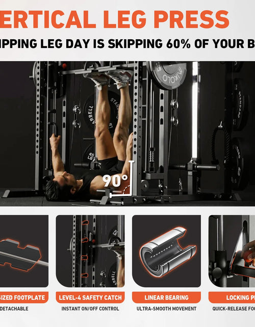Load image into Gallery viewer, Smith Machine Home Gym, 2100LBS Smith Rack with Cable Crossover and 800LBS Weight Bench, Home Gym Equipment
