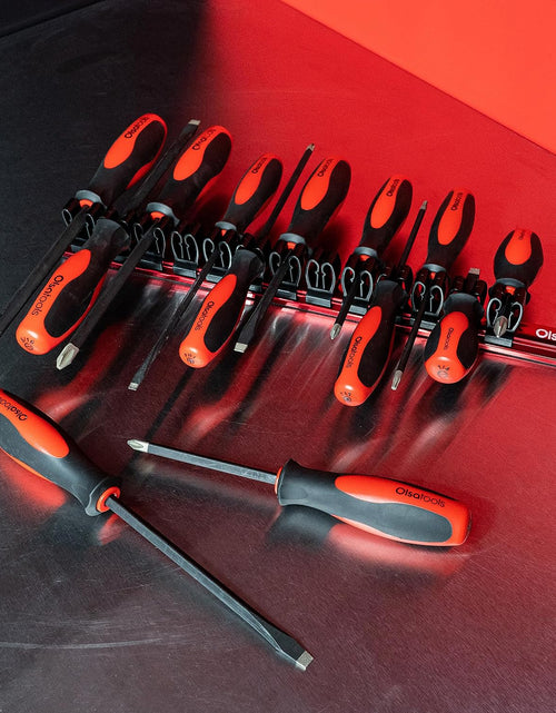 Load image into Gallery viewer, Magnetic Screwdriver Organizer | Professional Quality Tool Holder | Fits up to 16 Screwdrivers | Red
