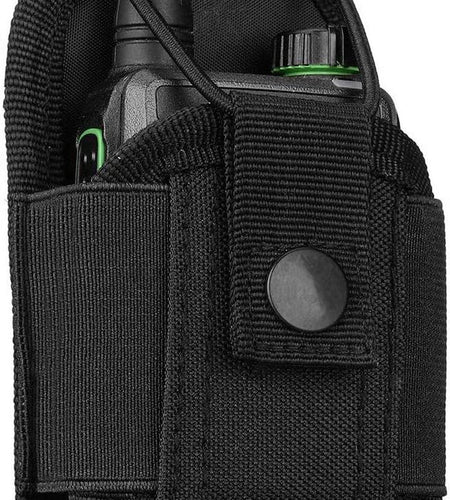 Molle Radio Holder Walkie Talkie Pouch Case for Duty Belt Radio Holster Tactical Hunting Intercom Bag (1 Pack, Black)