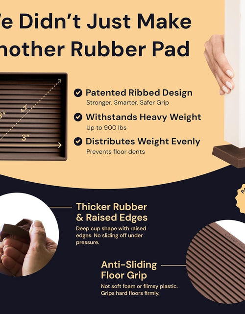 Load image into Gallery viewer, 3X3 Square Rubber Furniture Caster Cups with Anti-Sliding Floor Grip (Set of 4) Brown
