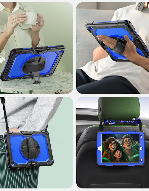 Load image into Gallery viewer, Case Ipad 9Th Generation Kids Ipad 10.2 Case 2021, Full-Body Shock Protective Ipad 7/8/9 Case with Screen Protector Rotating Hand Strap Stand for Ipad 10.2-Inch 9Th/8Th/7Th Gen, Black/Blue
