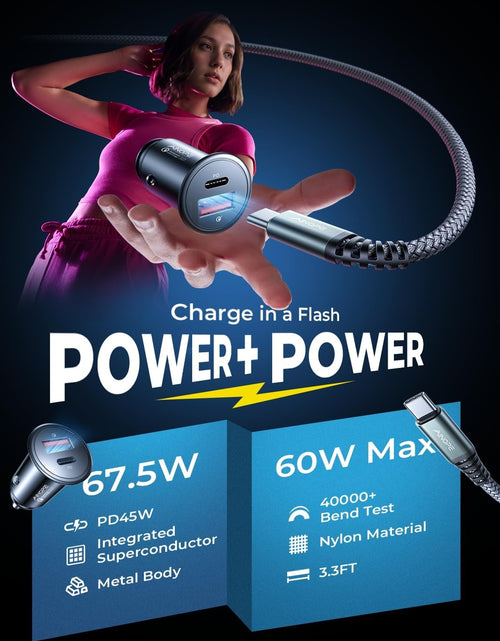 Load image into Gallery viewer, USB C Car Charger 48W Super Mini  All Metal Fast USB Car Charger Adapter PD&amp;QC 3.0 Dual Port Compatible with Iphone 13 12 11 Pro Max X XR XS 8 Samsung Galaxy Note 20/10 S21/20/10 Google Pixel
