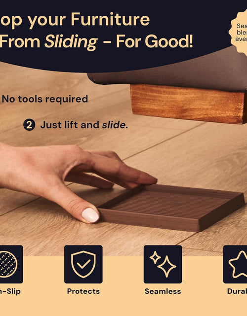 Load image into Gallery viewer, 3X3 Square Rubber Furniture Caster Cups with Anti-Sliding Floor Grip (Set of 4) Brown
