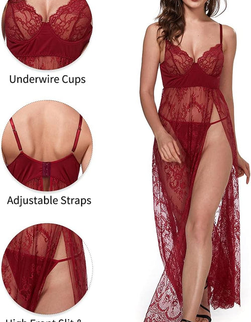 Load image into Gallery viewer, Women&#39;S plus Size Lingerie Sexy Split Maxi Long Gown Sheer Dress
