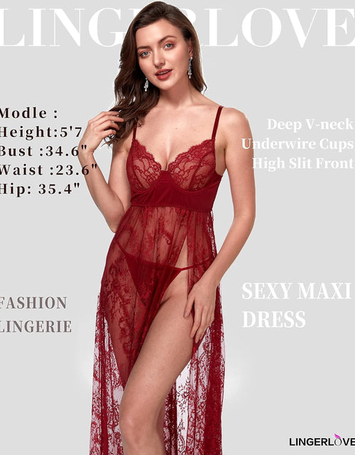 Load image into Gallery viewer, Women&#39;S plus Size Lingerie Sexy Split Maxi Long Gown Sheer Dress
