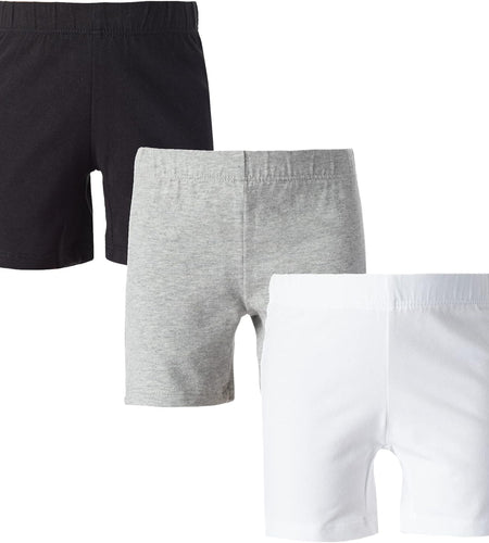 Toddlers & Girls Bike Shorts Cotton & Spandex — Biker Shorts for under Dresses, Cartwheel & Dance - 3 Pack Sizes 2T-16