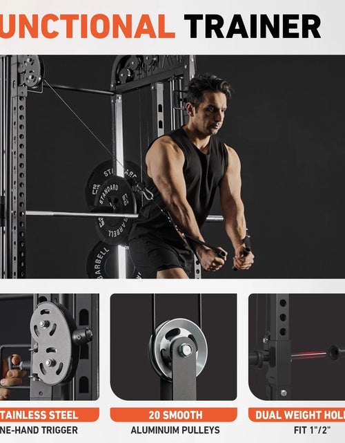 Load image into Gallery viewer, Smith Machine Home Gym, 2100LBS Smith Rack with Cable Crossover and 800LBS Weight Bench, Home Gym Equipment
