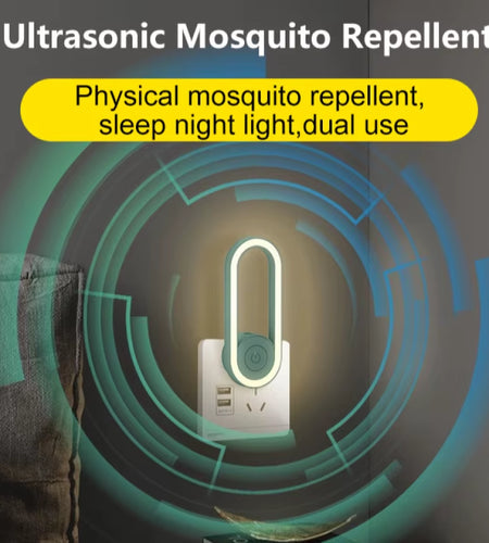 Buzzshield™ Ultrasonic Mosquito Repeller & LED Night Lamp – Sleep Tight, Bite-Free, Every Night