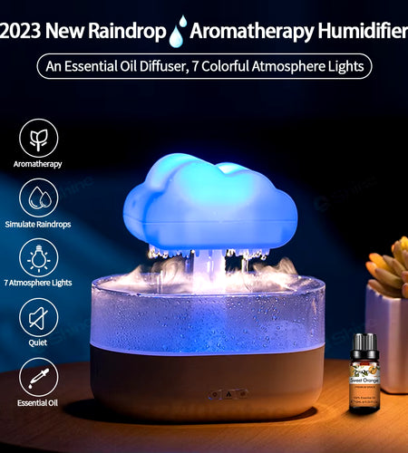 2023 Rain Cloud Humidifier Raindrop Humidifier H2O Air Humidifier, Aroma Diffuser Essential Oil Aromatherapy Diffuser for Home