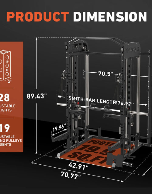 Load image into Gallery viewer, Smith Machine Home Gym, 2100LBS Smith Rack with Cable Crossover and 800LBS Weight Bench, Home Gym Equipment
