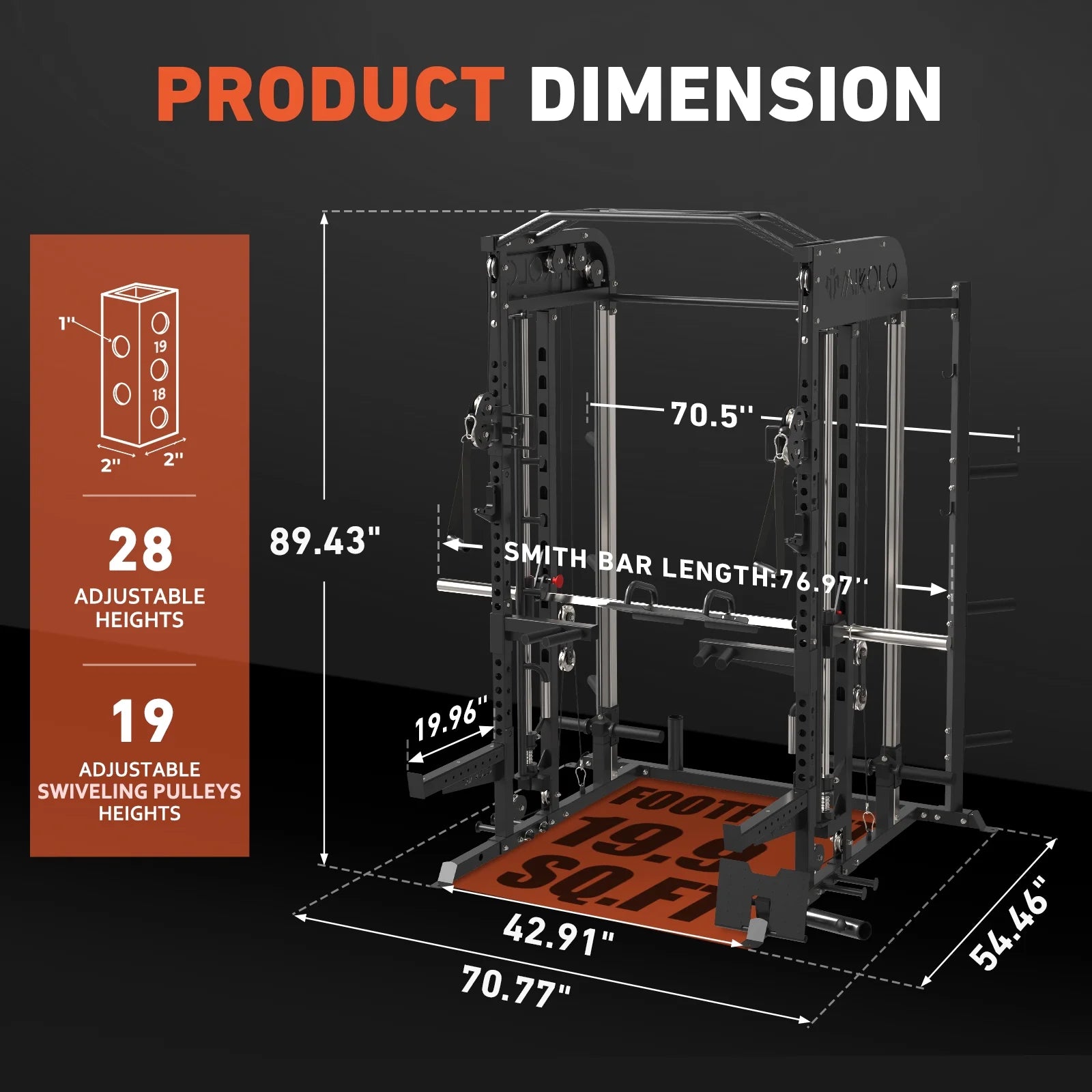 Smith Machine Home Gym, 2100LBS Smith Rack with Cable Crossover and 800LBS Weight Bench, Home Gym Equipment