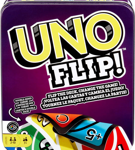 UNO FLIP! Family Card Game, with 112 Cards in a Sturdy Storage Tin, Makes a Great Toy for 7Y+ and up UNO FLIP! Family Card Game, with 112 Cards in a Sturdy Storage Tin (Amazon Exclusive)