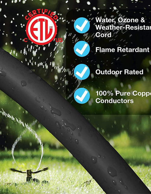 Load image into Gallery viewer, 80Ft Outdoor Extension Cord 16/3 SJTW, Black, with Lighted-Locking Connector &amp; Cord Storage Wheel, Water &amp; Weather Resistant Flame Retardant, DCCO-9004-DC
