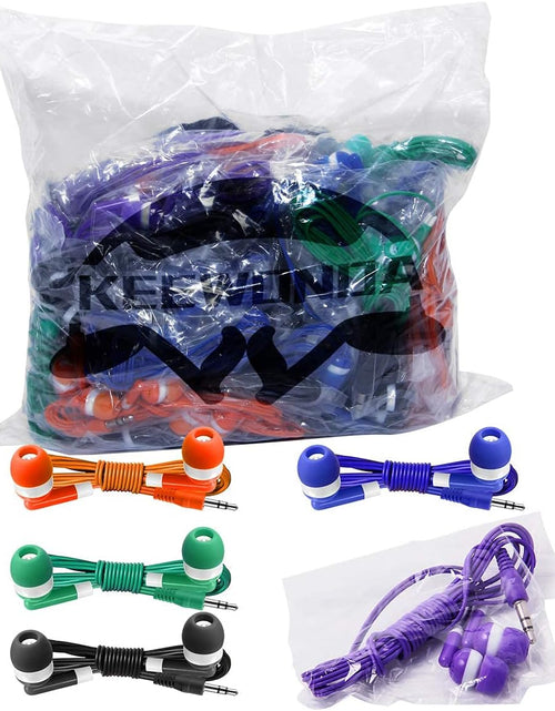 Load image into Gallery viewer, Bulk Earbuds 50 Pack for Classroom -  Wholesale Earbuds Headphones Wired Stereo Earphones Multi Color for Kids Toddlers Teen at School Library Room Homeschool Online Teaching
