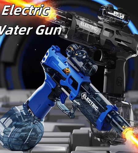 Electric Continuous Firing Water Gun Fully Automatic with Light Flame Large Capacity Water Blaster Summer Outdoor Beach Toy